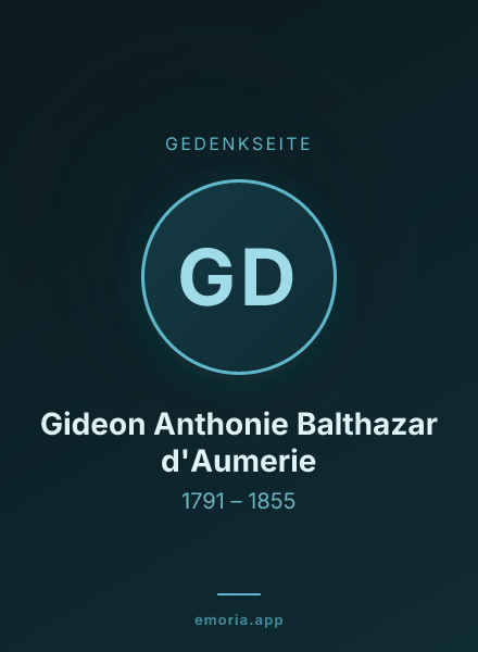 Gedenkportrait von Gideon Anthonie Balthazar d'Aumerie