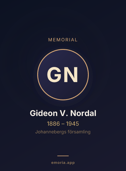 Memorial portrait of Gideon V. Nordal
