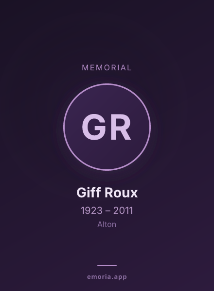 Memorial portrait of Giff Roux