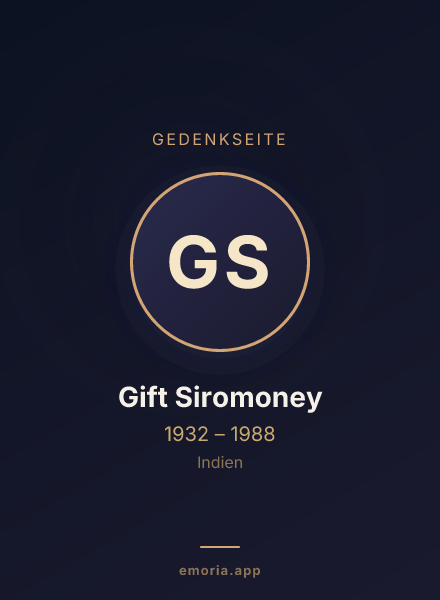 Gedenkportrait von Gift Siromoney