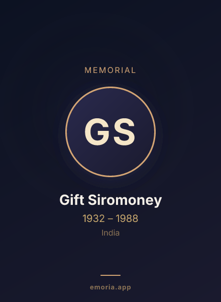 Memorial portrait of Gift Siromoney