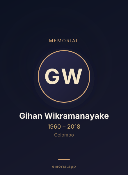 Memorial portrait of Gihan Wikramanayake