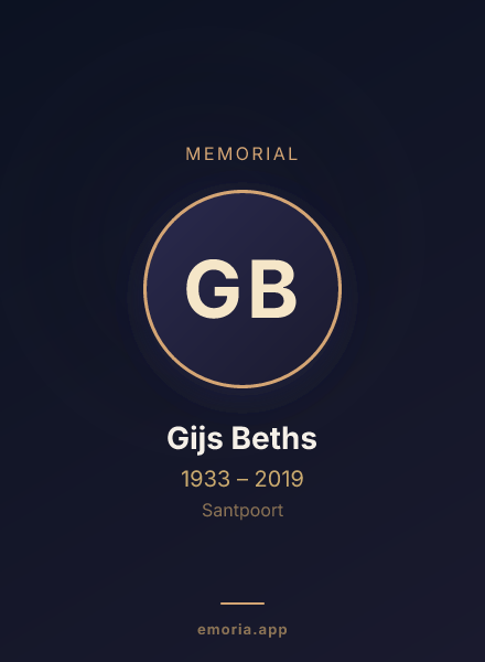 Memorial portrait of Gijs Beths