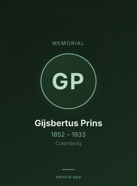 Memorial portrait of Gijsbertus Prins