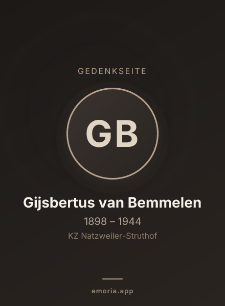 Gedenkportrait von Gijsbertus van Bemmelen