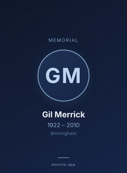 Memorial portrait of Gil Merrick