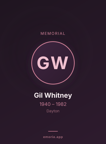 Memorial portrait of Gil Whitney