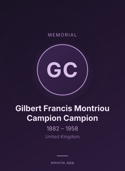 Memorial portrait of Gilbert Francis Montriou Campion Campion