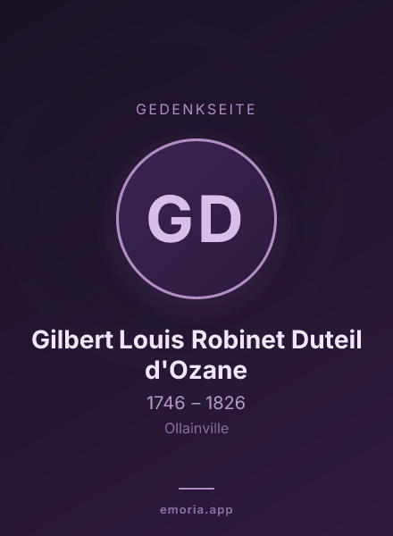 Gedenkportrait von Gilbert Louis Robinet Duteil d'Ozane