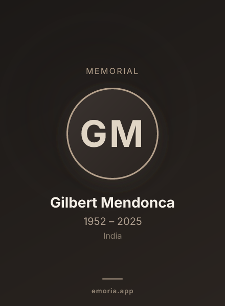 Memorial portrait of Gilbert Mendonca