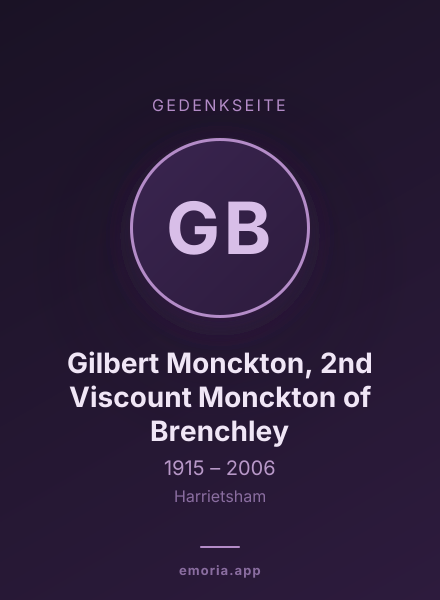 Gedenkportrait von Gilbert Monckton, 2nd Viscount Monckton of Brenchley