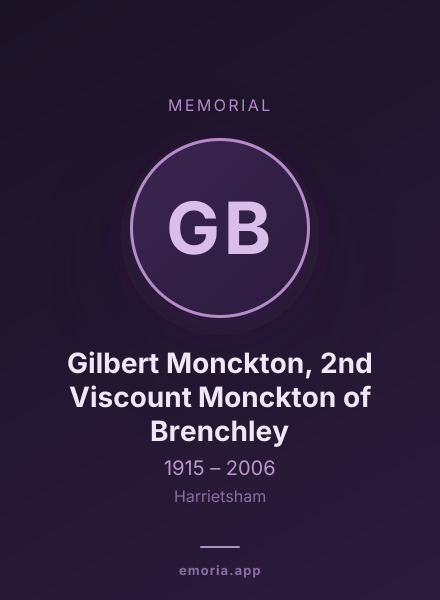 Memorial portrait of Gilbert Monckton, 2nd Viscount Monckton of Brenchley