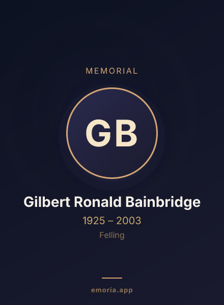 Memorial portrait of Gilbert Ronald Bainbridge