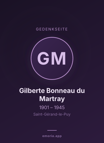 Gedenkportrait von Gilberte Bonneau du Martray