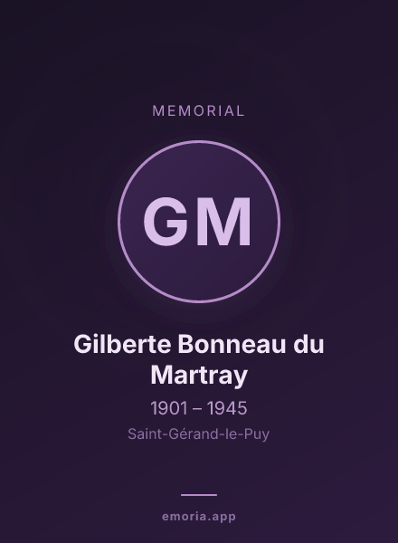 Memorial portrait of Gilberte Bonneau du Martray