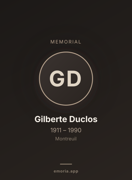 Memorial portrait of Gilberte Duclos