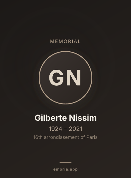 Memorial portrait of Gilberte Nissim