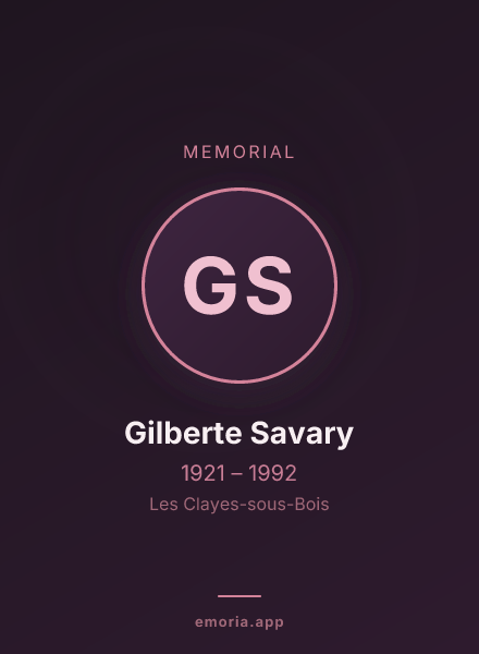 Memorial portrait of Gilberte Savary