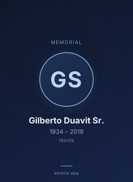 Memorial portrait of Gilberto Duavit Sr.