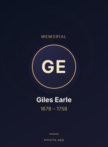 Memorial portrait of Giles Earle