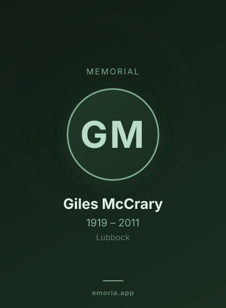 Memorial portrait of Giles McCrary