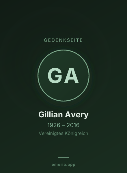Gedenkportrait von Gillian Avery