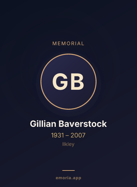 Memorial portrait of Gillian Baverstock