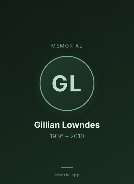 Memorial portrait of Gillian Lowndes