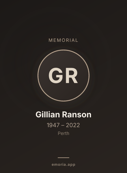 Memorial portrait of Gillian Ranson