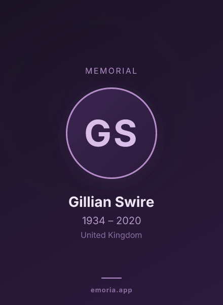 Memorial portrait of Gillian Swire
