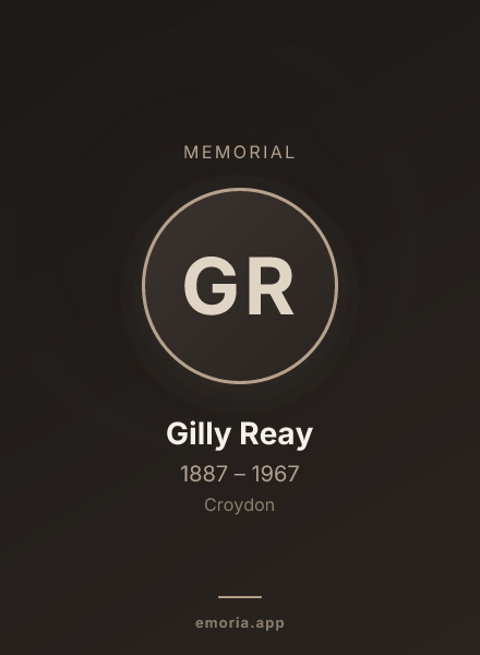 Memorial portrait of Gilly Reay