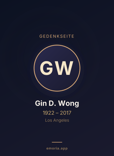 Gedenkportrait von Gin D. Wong