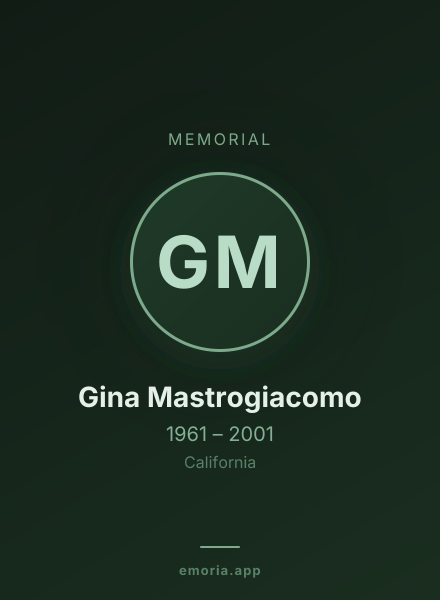 Memorial portrait of Gina Mastrogiacomo