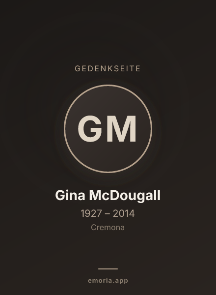 Gedenkportrait von Gina McDougall