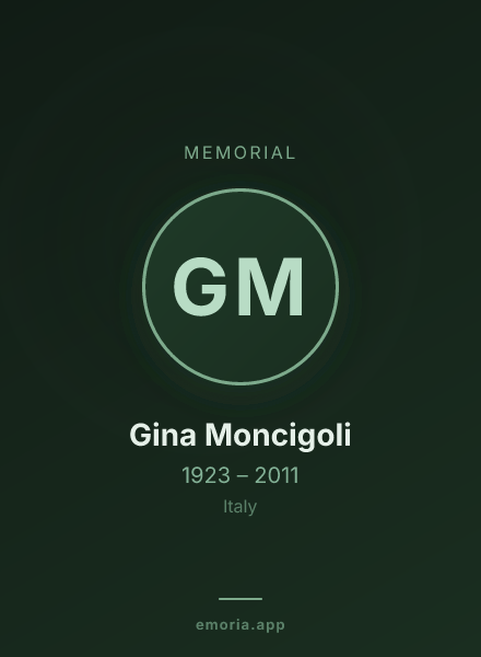 Memorial portrait of Gina Moncigoli