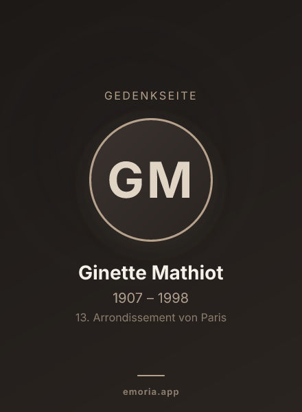 Gedenkportrait von Ginette Mathiot