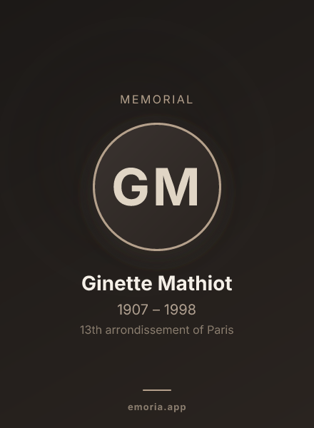 Memorial portrait of Ginette Mathiot