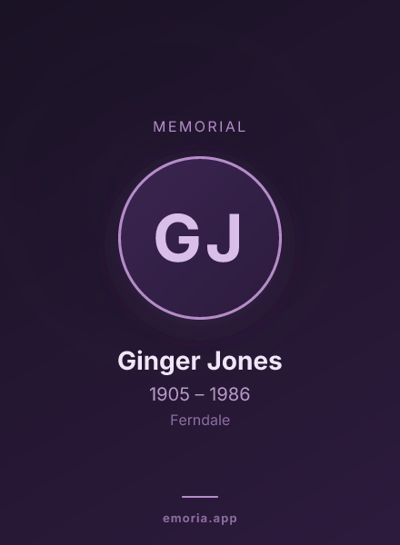 Memorial portrait of Ginger Jones