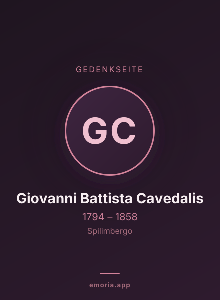 Gedenkportrait von Giovanni Battista Cavedalis