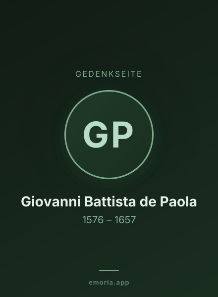 Gedenkportrait von Giovanni Battista de Paola