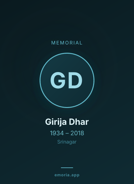 Memorial portrait of Girija Dhar
