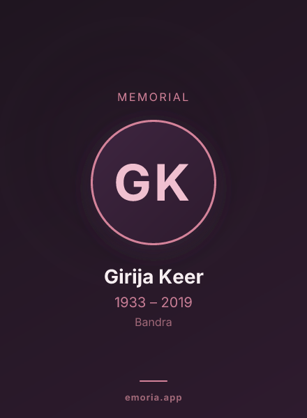 Memorial portrait of Girija Keer