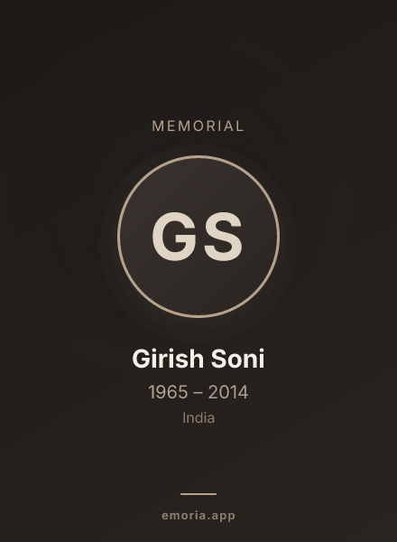 Memorial portrait of Girish Soni