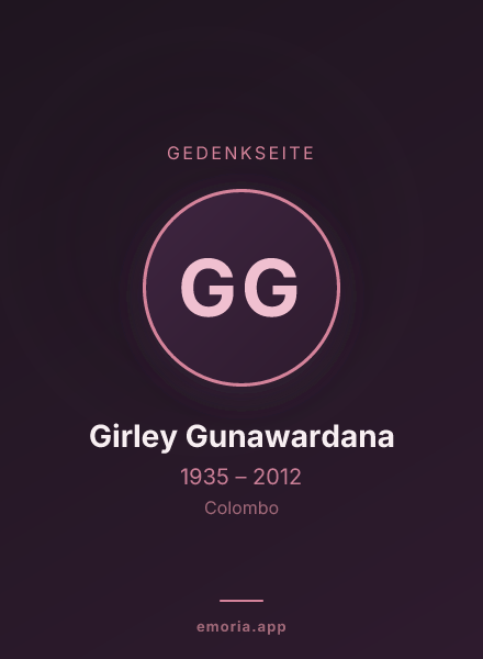 Gedenkportrait von Girley Gunawardana