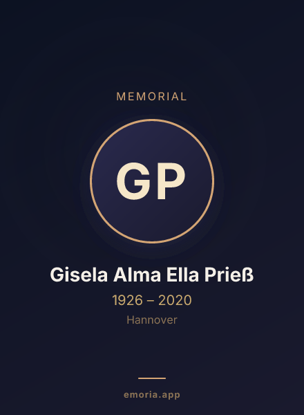 Memorial portrait of Gisela Alma Ella Prieß