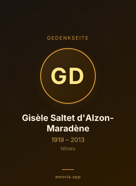 Gedenkportrait von Gisèle Saltet d'Alzon-Maradène