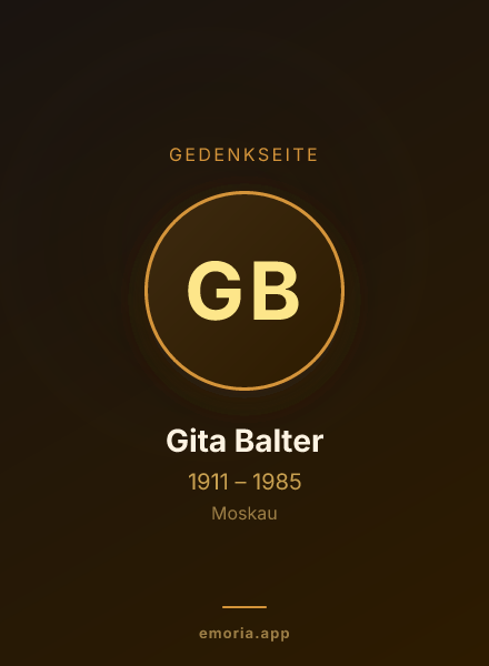 Gedenkportrait von Gita Balter
