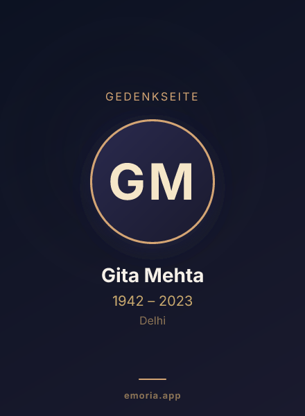 Gedenkportrait von Gita Mehta