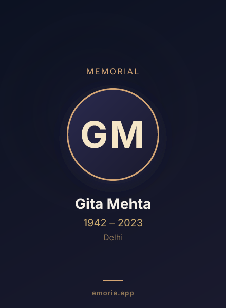 Memorial portrait of Gita Mehta