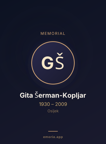 Memorial portrait of Gita Šerman-Kopljar